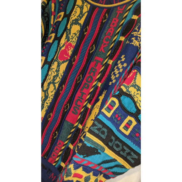 90s Vintage EMAROO Heavy Wool Sweater COOGI STYLE Australia 3D Textured SZ 16 M - Picture 4 of 9